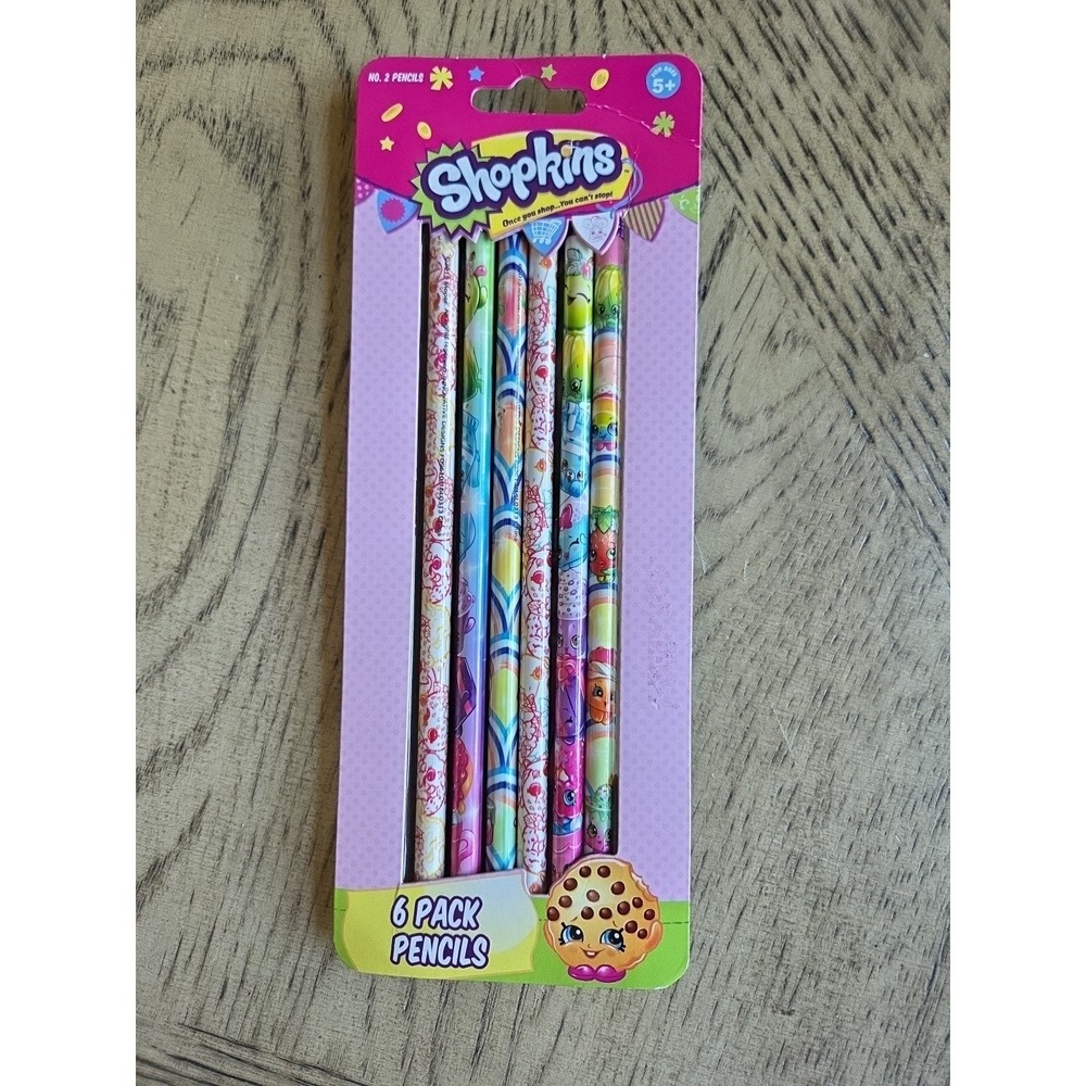 Shopkins Pencils 6 Pack Pencils #2 Pencils Adorable Shopkins NOS New 2013